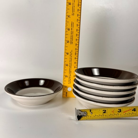 Vtg Jackson Custom China Saucers Brown White Union Made Restaurant Ware Lot of 6 - Picture 8 of 9